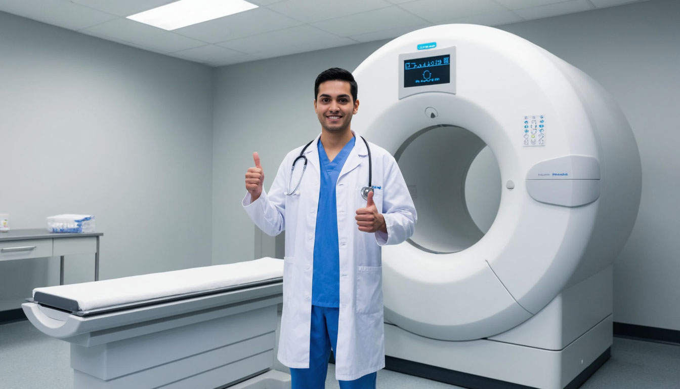 Врач МРТ показывает класс.