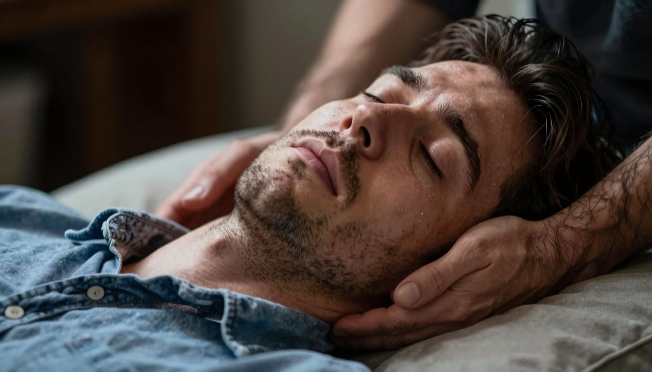 Мужчина в эпилептическом обмороке.