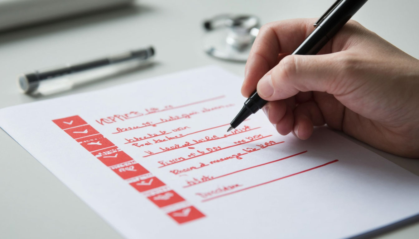 Заполнение чек-листа перед процедурой.