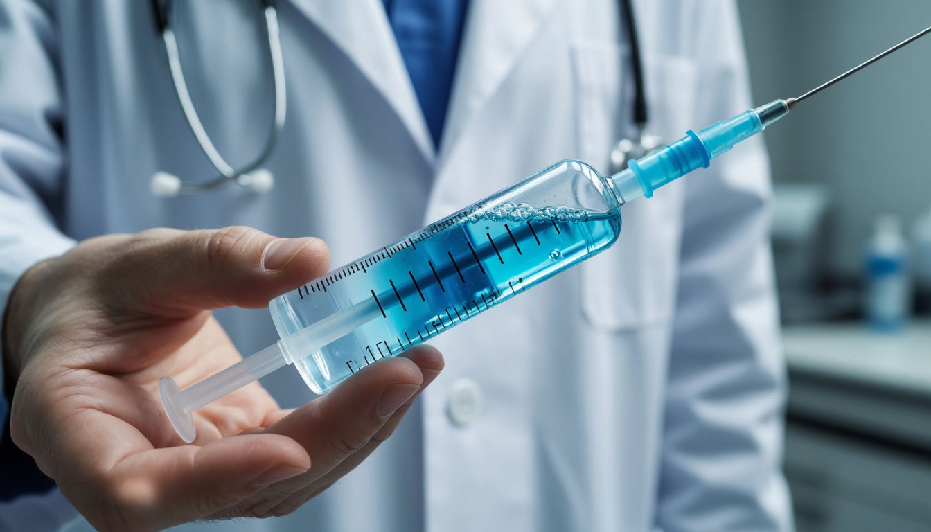 Шприц с контрастным препаратом.