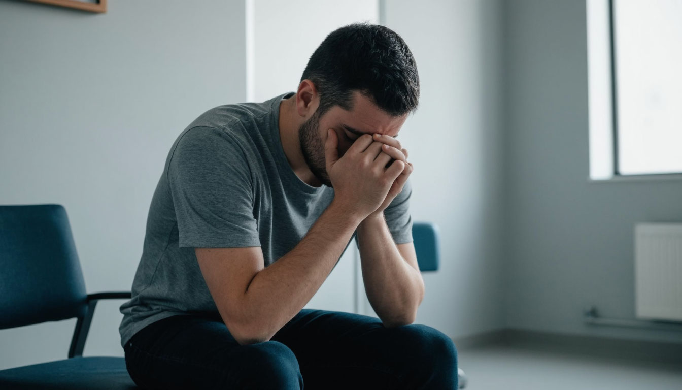 Волнующийся пациент в клинике.