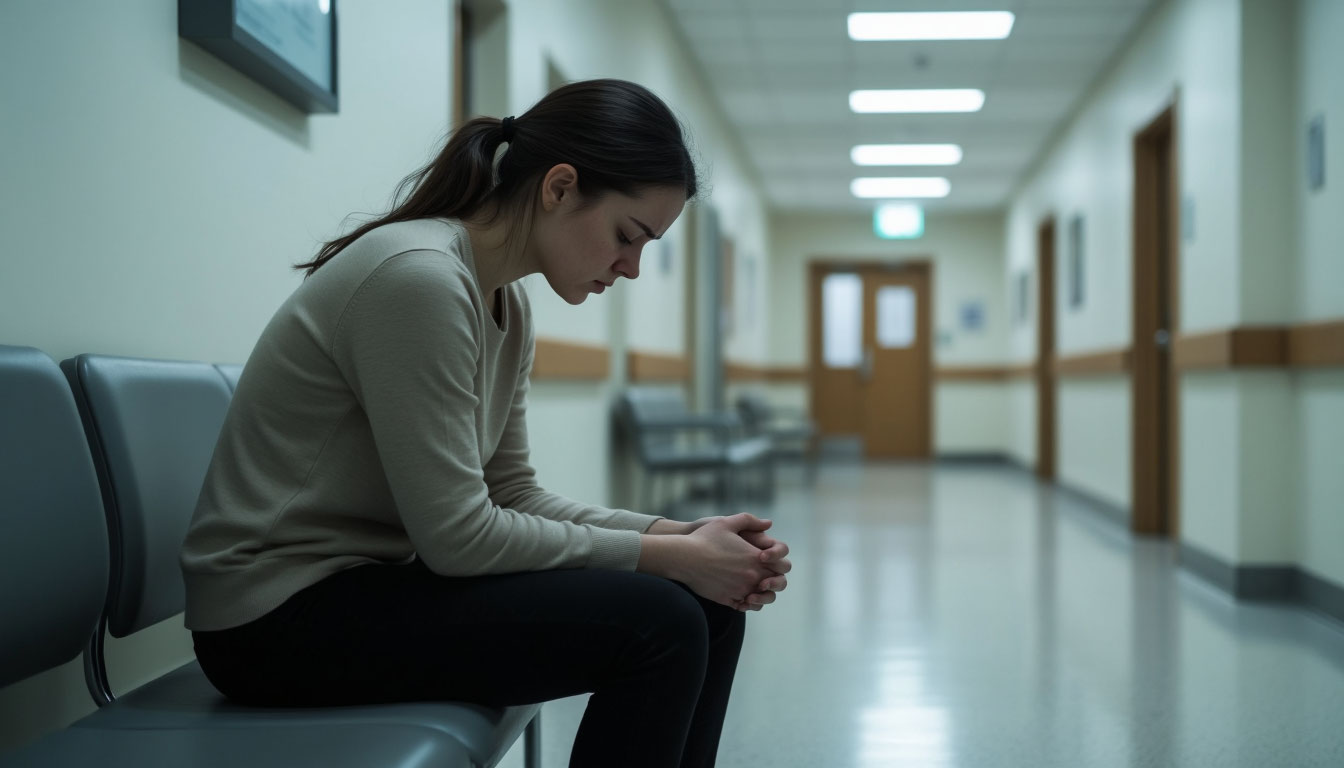 Женщина волнуется перед процедурой.