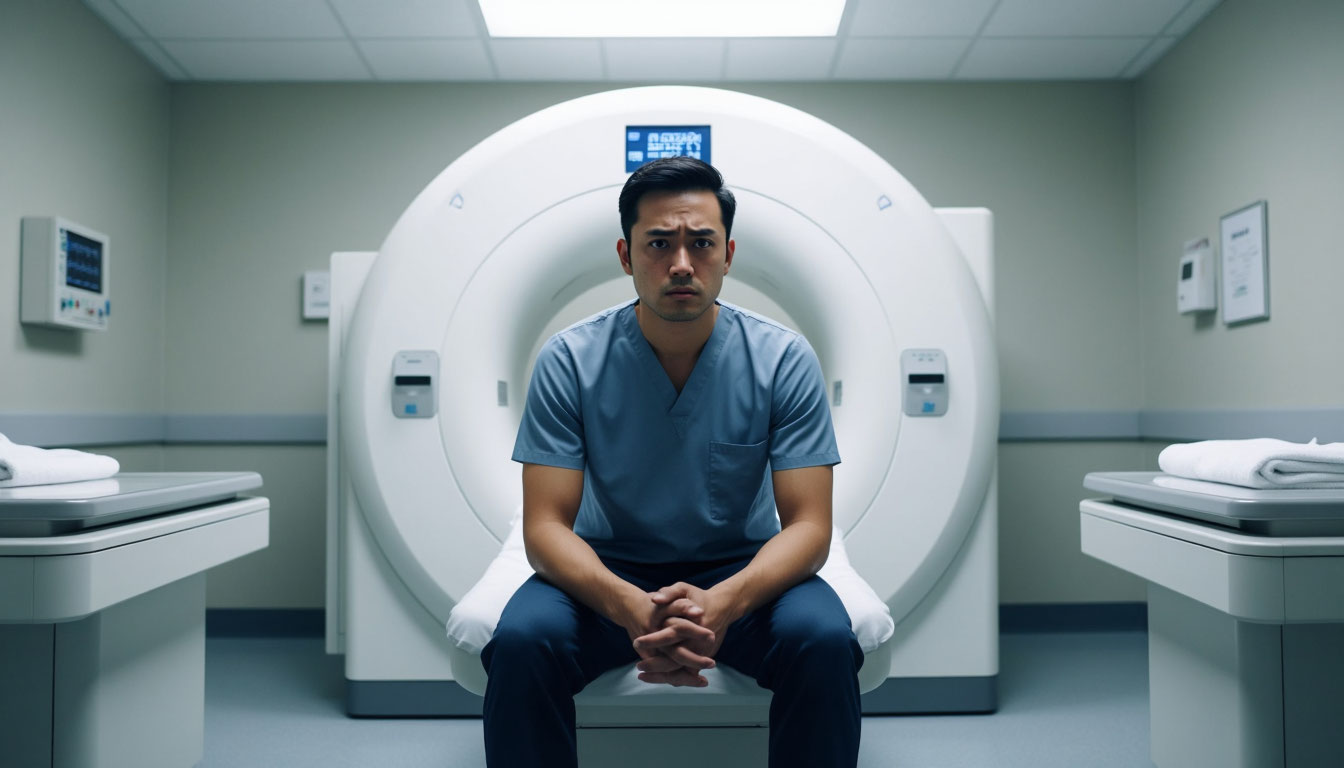 Пациент в кабинете КТ.