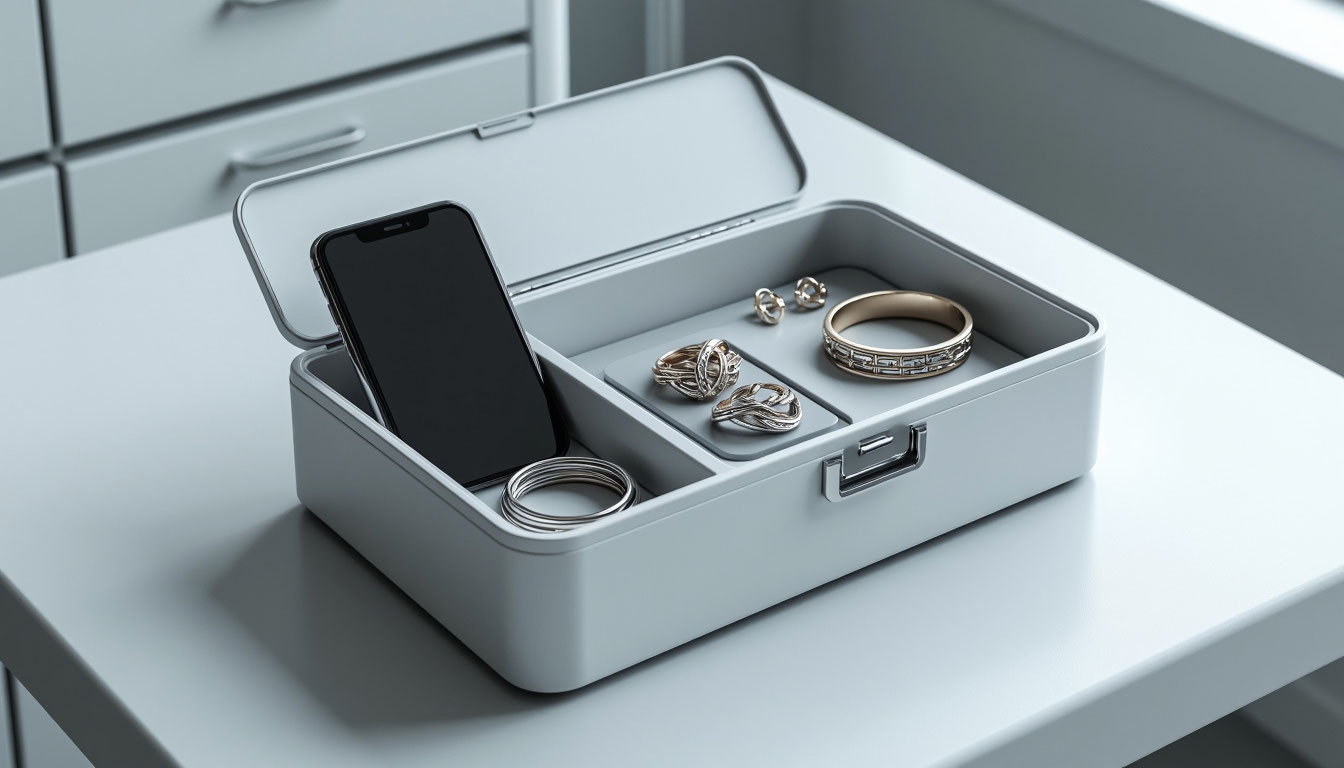 Ящик для хранения украшений и гаджетов в больнице.