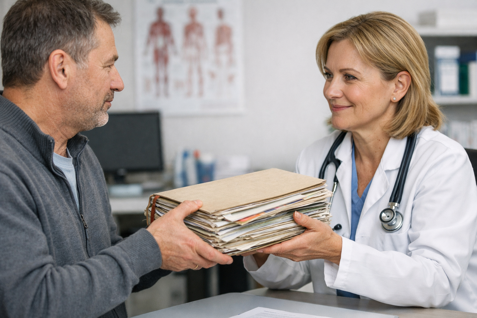 Толстая медицинская карта заболеваний.